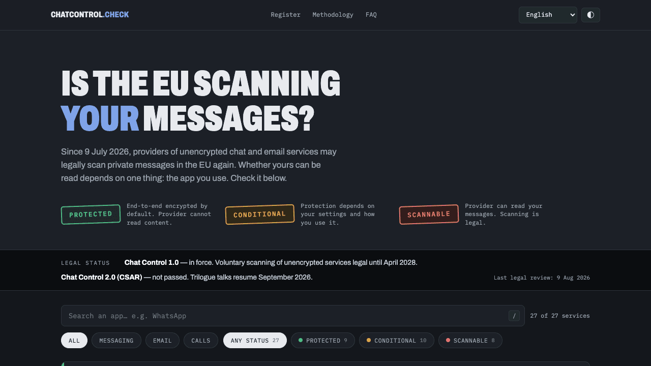 Screenshot of Chat Control Check