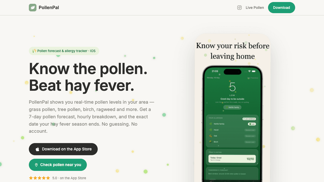 Screenshot of PollenPal